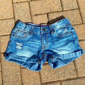 LEE Jean cuffed distress embroidered denim shorts girls size 10